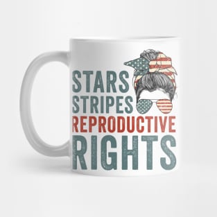 Retro messy bun stars stripes reproductive rights pro choice feminist gift Mug